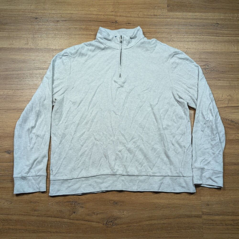 Polo Ralph Lauren 1/4 Zip Pullover Sweater Mens Large Gray Cotton Modal Pony